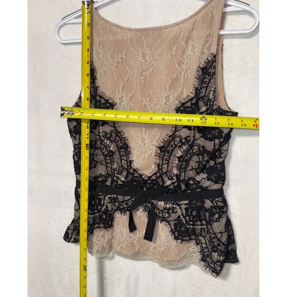 LOFT Petite Lace Overlay Tank Top 6P – Nude Liner, Black Lace Detailing - Picture 7 of 8
